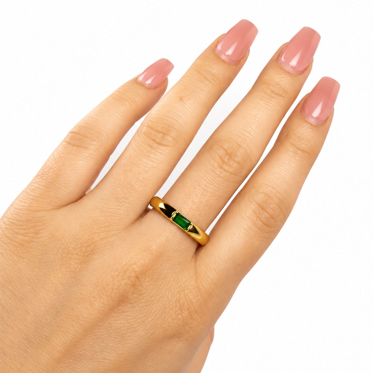 Juno Emerald Green Baguette Ring