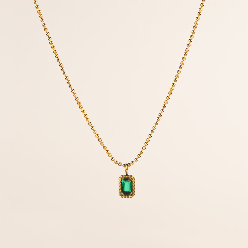 Petra Emerald Ball Chain Necklace