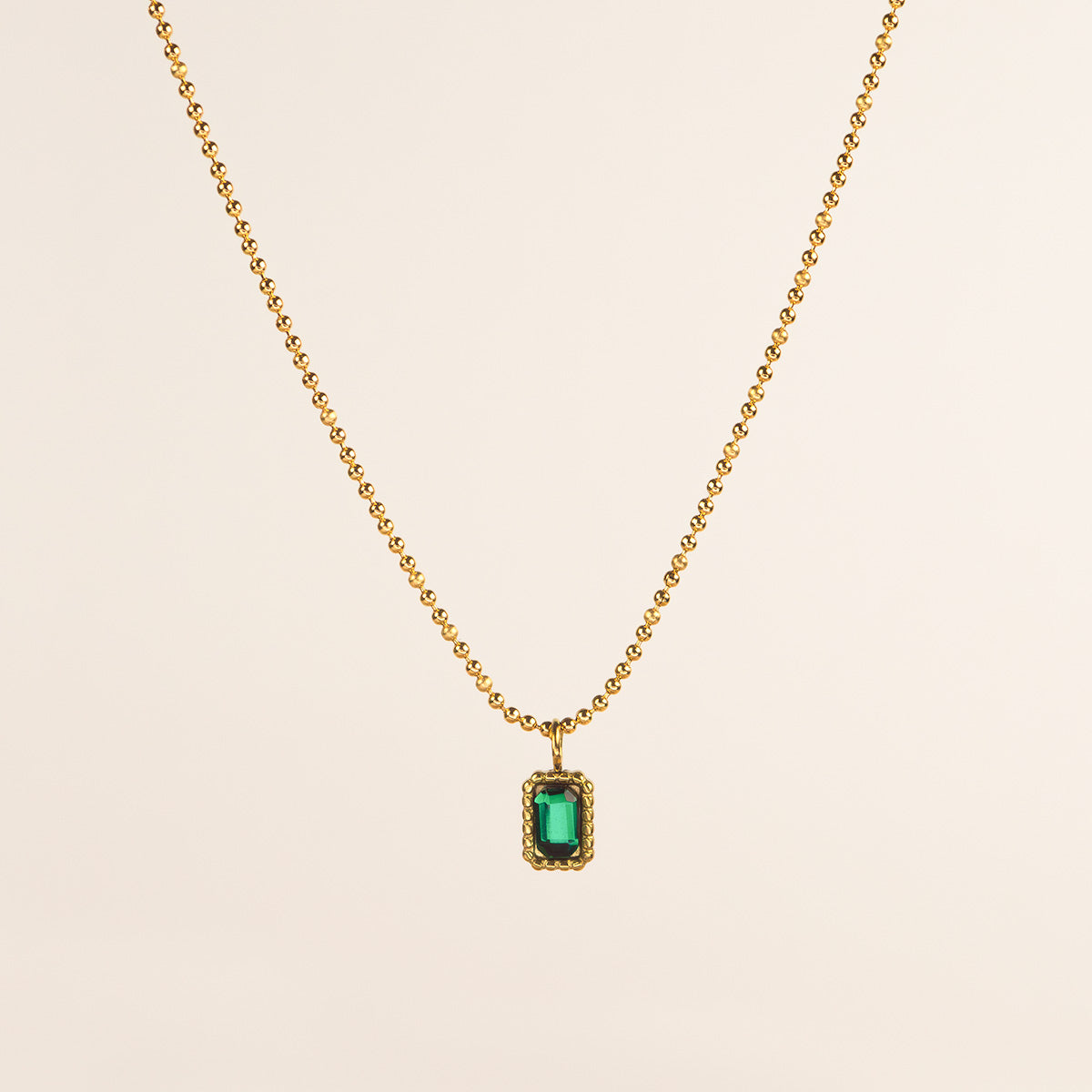Petra Emerald Ball Chain Necklace