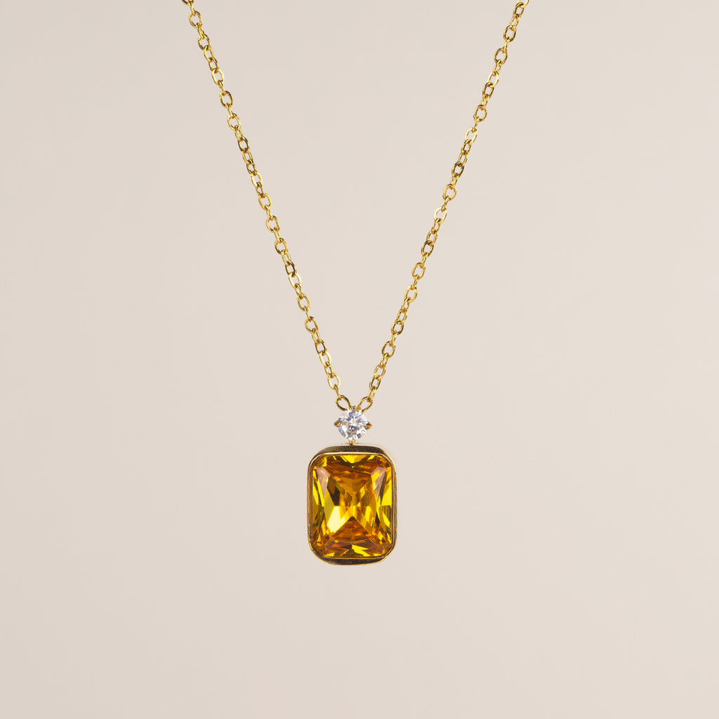 Tilda Amber Zircon Pendant Necklace