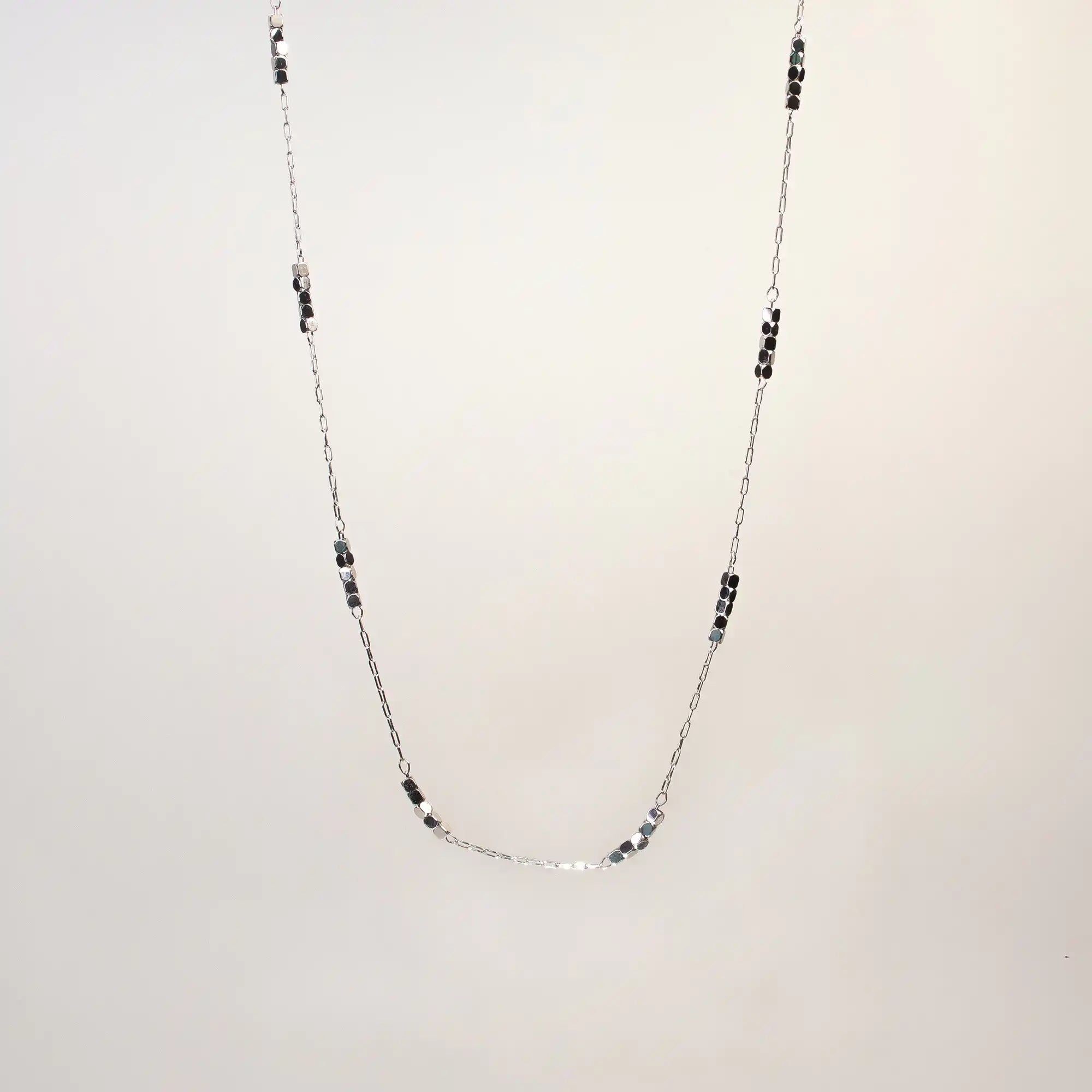 Luma Cube Chain Necklace silver front view — Tamola Jewellery