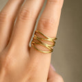Naya Layered Open Ring gold close-up detail — Tamola Jewellery