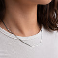 Saga Flat Snake Chain Necklace silver stainless steel front view — Tamola Jewellery