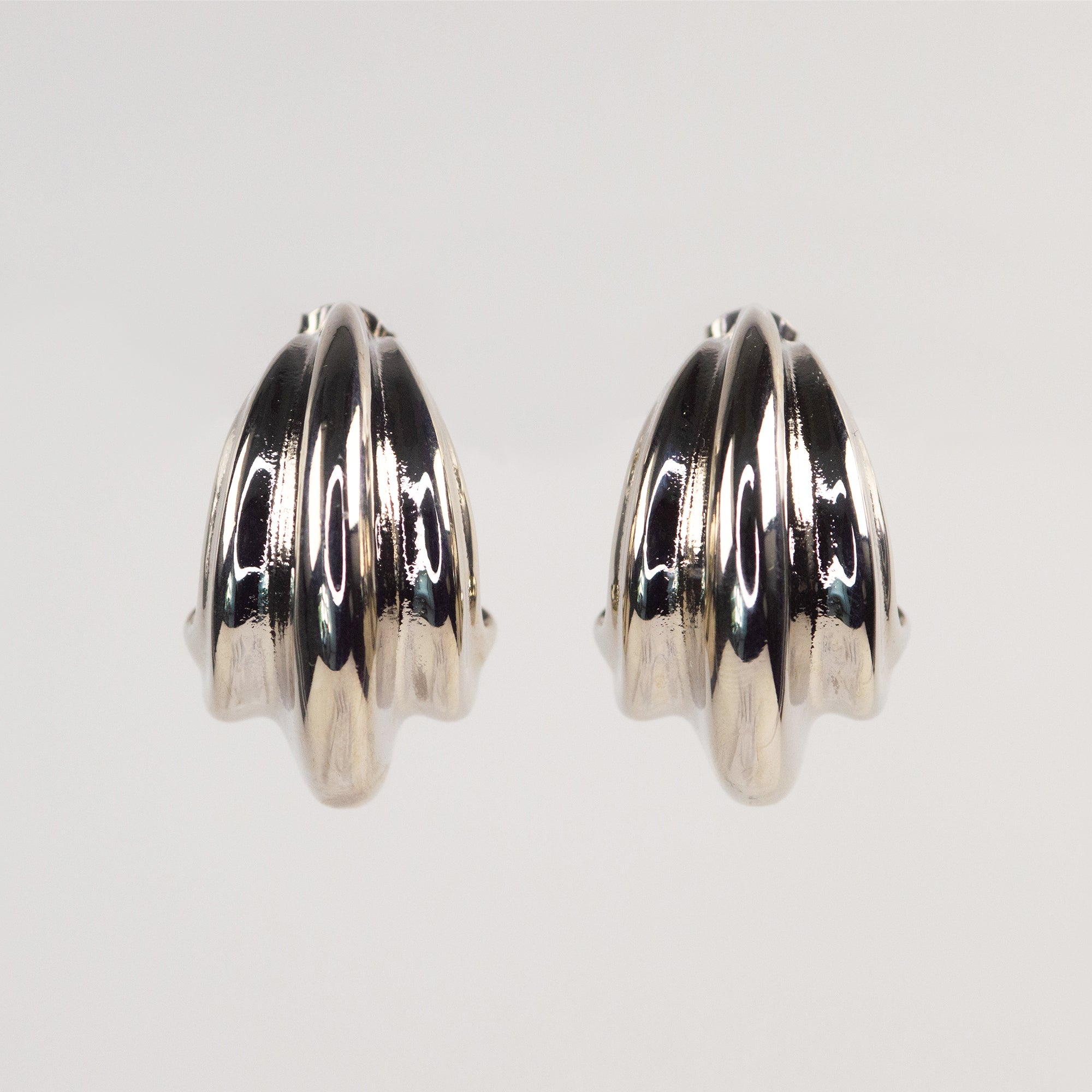 Vera Chunky Hoop Earrings silver flat lay — Tamola Jewellery